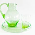 A.D. Copier Voor Royal Leerdam, Water Kan, Glas En Blad / Bord, Uranium Glass, Anna Green | Kerst thumbnail 6