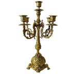 Gotische Messing Candelabra Met Vijf Armen Barok thumbnail 2