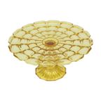 Art Deco Amber Gele Taartschotel Gebak Schaal Depression Glass thumbnail 4