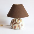 Studio Ceramic Table Lamp With Leaves, France 1960S thumbnail 5