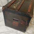 Een Houten Hutkoffer/ Reiskist Oftewel "steamer Trunk", Ca. 1900 thumbnail 5