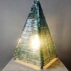 French Glass Pyramid Shaped Sculptured Table Lamp, 1970S thumbnail 4