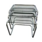 Set Van 3 Vintage Chromen Nesting Tables / Bijzettafels thumbnail 4