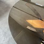 Vintage Ronde Salontafel, Rookglazen Blad En Chromen Frame, Space Age, 1970'S thumbnail 7