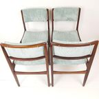 4 Vintage Stoelen Licht Blauwe Rib Nieuwe Stof thumbnail 3