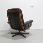 Vintage Design Fauteuil Met Voetenbank Zwart Leer Musterring, Göte Möbel - Jaren '60 | 01166 thumbnail 20