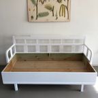 Vintage Zweedse Klepbank, Keukenbank Wit Met Bekleding thumbnail 11