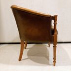 Charming Brown Leather Club Chair, Studded And Hand-Dyed, Fully Restored thumbnail 11