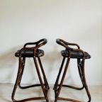Vintage Deense Bamboe Barkrukken Horsnaes Jaren ‘70. thumbnail 4