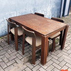 Brutalist Jaren 60 Eetkamerset (uitschuifbare Stafel + 4 Stoelen) thumbnail 2