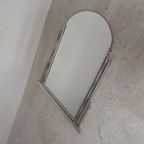 Art Deco Spiegel Met Geslepen Glas In Aluminium Lijst, Jaren 30 thumbnail 9