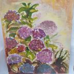 Origineel Schiderij.olieverf Op Canvas. Hortensia thumbnail 3