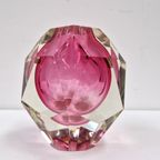 Caged And Diamond Cut Glass Pink And Clear Vase, 1980S thumbnail 4