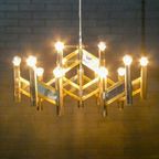 Vintage Chevron Chandelier By Gaetano Sciolari, Italy 1970S thumbnail 5