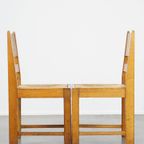 Set Van 4 Eikenhouten Haagse School Design Eetkamerstoelen Uit Begin 1900 Met Rieten Zittingen thumbnail 11
