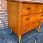 Vintage Teakhouten 3-ladenkastje thumbnail 3