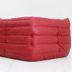 Togo Corner Chair Red Leather By Michel Ducaroy For Ligne Roset thumbnail 10
