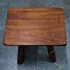 Vintage Tafeltje Teakhouten Plantentafel Krukje thumbnail 3