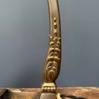Franse Art Nouveau Tafellamp Met Transparante Glazen Kap thumbnail 18