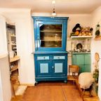Brocante Blauwe Kast / Vitrinekast thumbnail 10