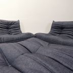 Ligne Roset Togo - 1 Zit & Poef - Blauw Pinstripe Stof thumbnail 11