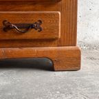 Brutalist 2 Doors Oak And Brass Cabinet thumbnail 4
