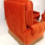 Vintage Deense Bank Fauteuils Oranje Velvet Velours Bankstel thumbnail 5