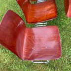 Set Van 6 Pagholz Stoelen Eetkamerstoelen Vintage thumbnail 9