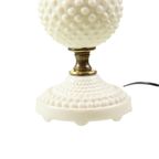 Vintage Tafellamp Frosted Melkglas Messing Hobnail 1970S thumbnail 3