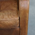 Comfortabele Cognac-Kleurige Rundleren Armchair Met Een Strak Design thumbnail 13