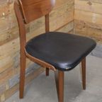 Retro Stoeltje Teak Met Zwarte Bekleding thumbnail 5