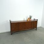 Hout Met Bamboe Dressoir Met Lades, Vintage Sideboard thumbnail 5