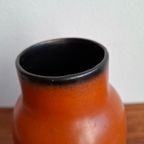 Vintage West Germany Vaas Oranje,  Zwart thumbnail 8