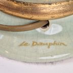 Vintage Le Dauphin Keramiek Tafellamp Pastel France '70 Goud thumbnail 11