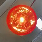 Rode Arc Lamp Met Ovalen Tulip Voet - Italië Jaren 70 thumbnail 3