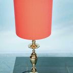 Vintage Messing Tafellamp Rood Brass thumbnail 9