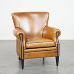 Kwalitatief Goede Schapenleren Fauteuil/armchair In Een Lichte Cognac Kleur thumbnail 2