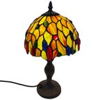 Tiffany Style Table Lamp - Stained Glass Shade And Decorative Base - Ca. 1980’S (No Cracks) thumbnail 2