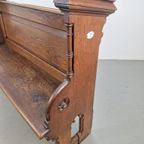 Antiek Eiken Kerkbankje Halbankje & Kussen Kerkbank 1900 Eik thumbnail 9