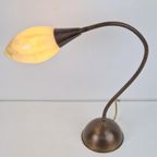 Vintage Art Deco Bureaulamp Koper Glas ‘50 Flex Neck Lamp thumbnail 4