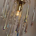 Murano Teardrop Kroonluchter Hanglamp Vintage Goud Frame Opaline Pegels thumbnail 3