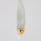 Vintage Art Deco Wandlamp Glas Messing Italië ‘70 Regency thumbnail 5