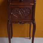 Brocante Vintage Antiek Nachtkastje, Lampet Kastje, Marmer thumbnail 12