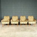 Vintage Clubfauteuils – Velours Bladmotief – Jaren 60 thumbnail 7