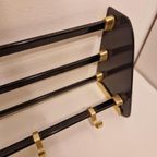 Vintage Kapstok Plexiglas Messing Kleurig Metaal Wandkapstok thumbnail 2