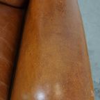 Comfortabele En Grote Vintage Cognac-Kleurige Schapenleren Fauteuil/Armchair Strak Afgewerkt thumbnail 9