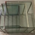 Vintage Glas En Chrome Mimiset Nesting Tables thumbnail 18