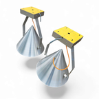 A Pair Of Modern / Aluminum / Large / Conical / Industrial Style Lamps / Designed For Ceiling Or thumbnail 6