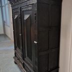 Antieke Kast Zwarte Kast Boekenkast Broodkast Wandkast Tv thumbnail 10