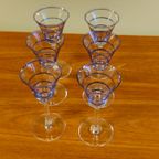 Vintage Borrelglazen Borrelglaasjes Cocktailglazen Glazen Blauw Zilver thumbnail 4